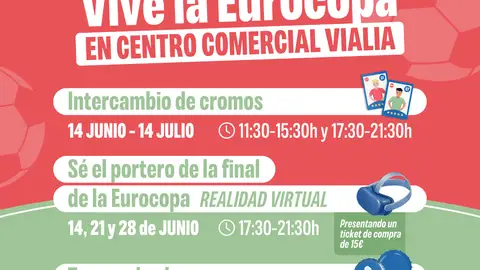 La Eurocopa llega a Centro Comercial Vialia con actividades para toda la familia hasta el 14 de julio La Eurocopa llega a Centro Comercial Vialia con actividades para toda la familia hasta el 14 de julio