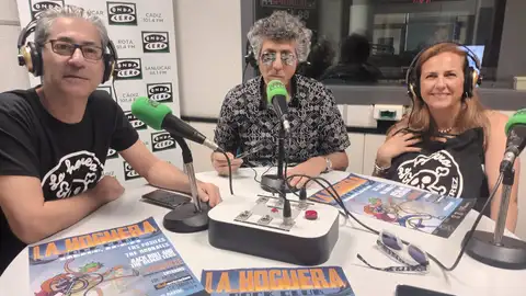 Santiago Becerra, Gerardo Cuesta y Lola Guerra de la Asociación La Hoguera Rock Santiago Becerra, Gerardo Cuesta y Lola Guerra de la Asociación La Hoguera Rock