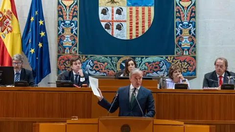 Azcón durante su intervención en el pleno de las Cortes Azcón durante su intervención en el pleno de las Cortes