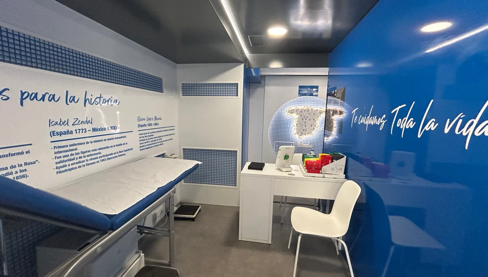 Interior del tráiler sanitario Interior del tráiler sanitario