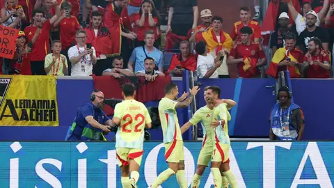 Ferrán Torres celebra un gol de España ante Albania Ferrán Torres celebra un gol de España ante Albania