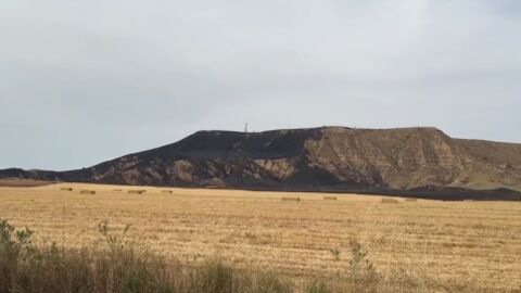 Parte del Cerro del Viso calcinado tras el incendio originado en Torres de la Alameda