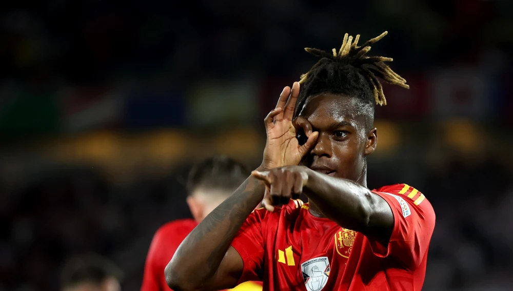 Nico Williams celebra un gol con España Nico Williams celebra un gol con España