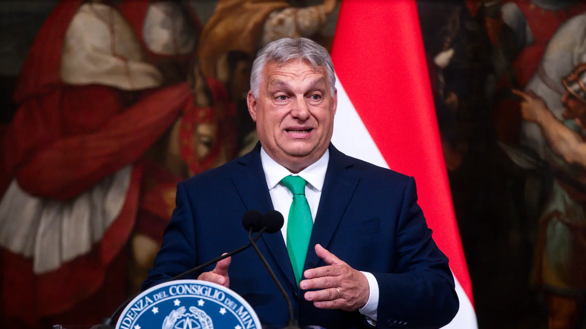 El presidente de Hungría, Viktor Orbán, durante una comparecencia