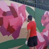 Street Art la Vila. Ganador realizando su obra