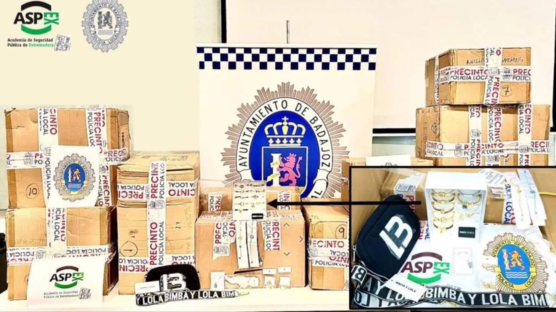 La policía local interviene 4.900 artículos falsificados en una nave del polígono industrial 'El Nevero' de Badajoz