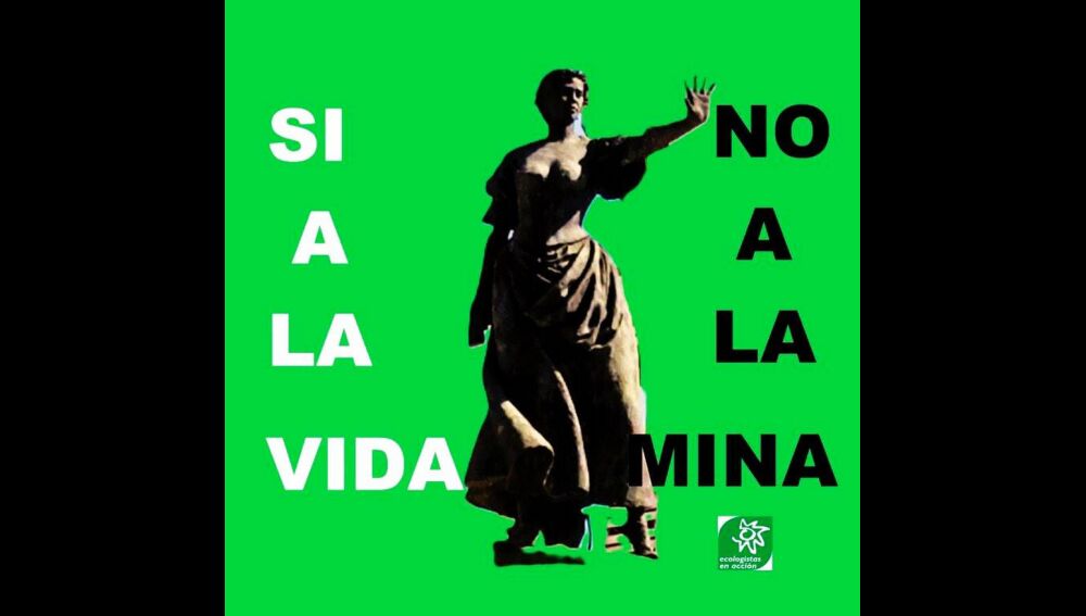 Imagen símbolo de rechazo a la minería de tierras raras con logotipo de Ecologistas En Acción