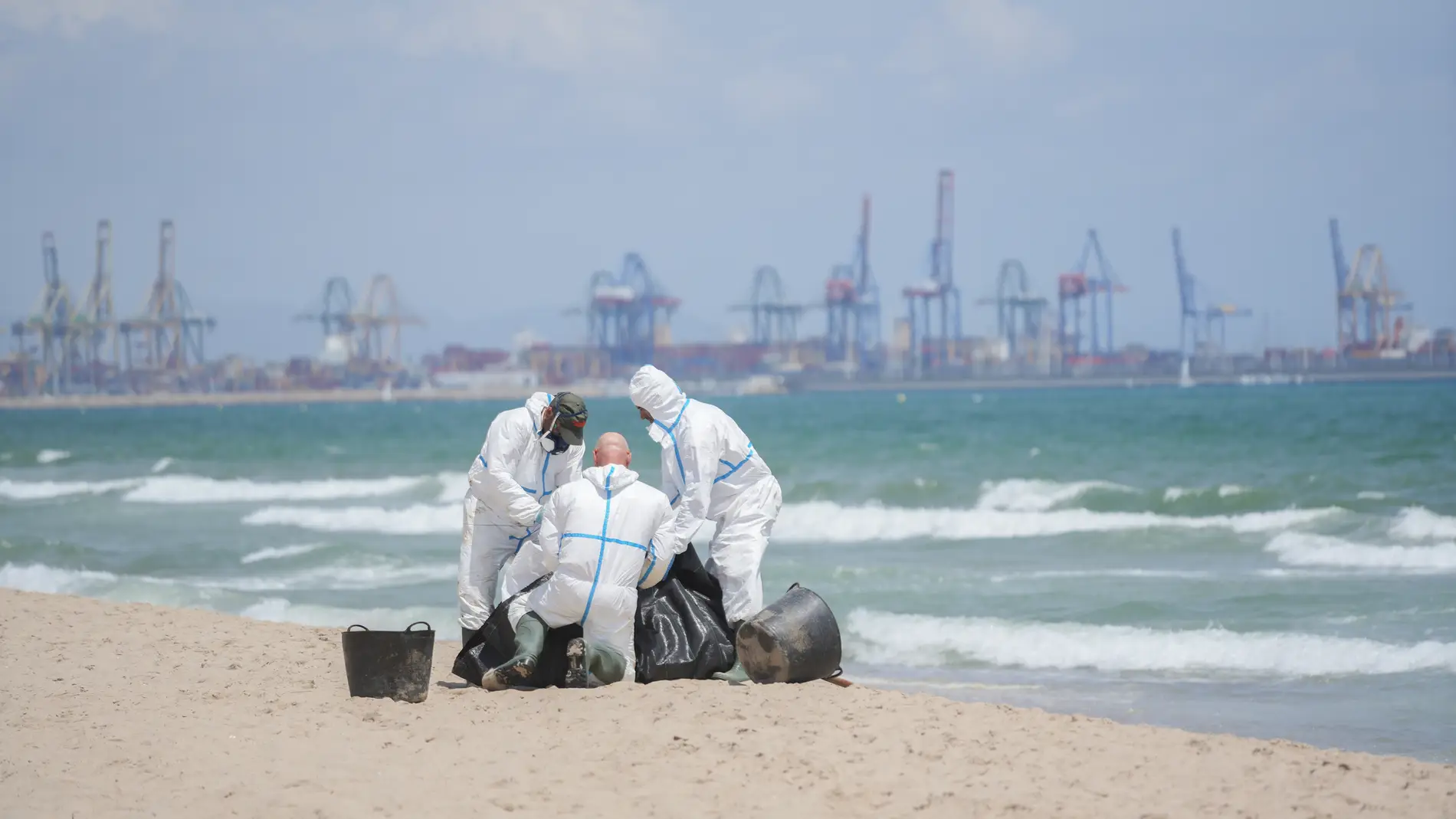 El origen del vertido de El Saler apunta a un buque al contener fuel y aceites, según un informe preliminar El origen del vertido de El Saler apunta a un buque al contener fuel y aceites, según un informe preliminar