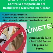CGT convoca una protesta por el cierre del Bah¡chillerato Nocturno en Alcázar de San Juan CGT convoca una protesta por el cierre del Bah¡chillerato Nocturno en Alcázar de San Juan
