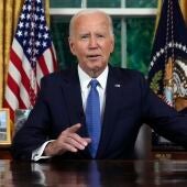 El presidente de EE.UU., Joe Biden, habla desde el Despacho Oval en la Casa Blanca en Washington (EE.UU.).
