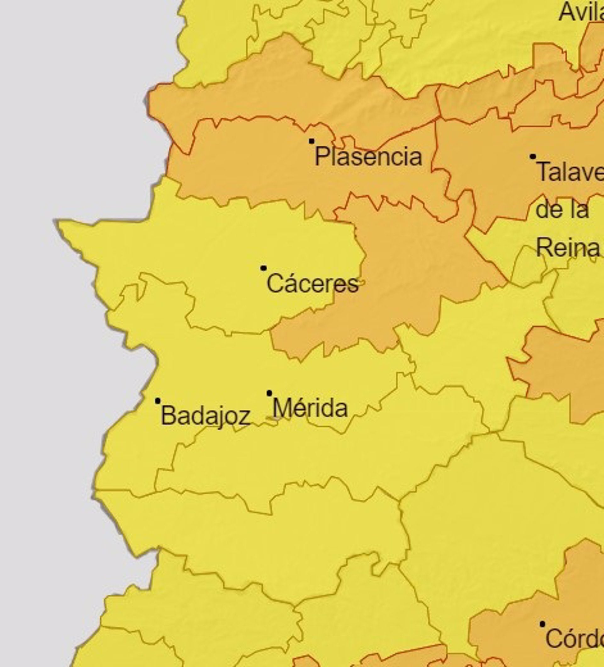 Tres comarcas cacereñas activarán este viernes la alerta naranja por altas temperaturas, que podrán alcanzar 40 grados Tres comarcas cacereñas activarán este viernes la alerta naranja por altas temperaturas, que podrán alcanzar 40 grados