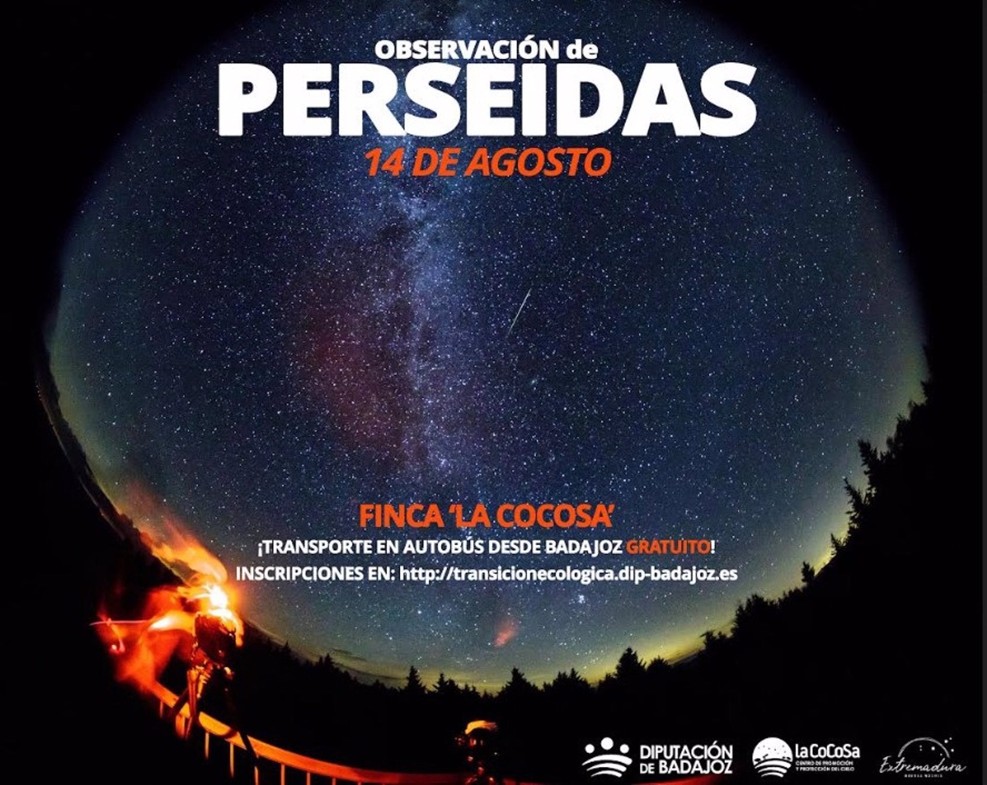 La lluvia de estrellas de las Perseidas se podrá ver el 14 de agosto desde la Finca La Cocosa de la Diputación pacense La lluvia de estrellas de las Perseidas se podrá ver el 14 de agosto desde la Finca La Cocosa de la Diputación pacense