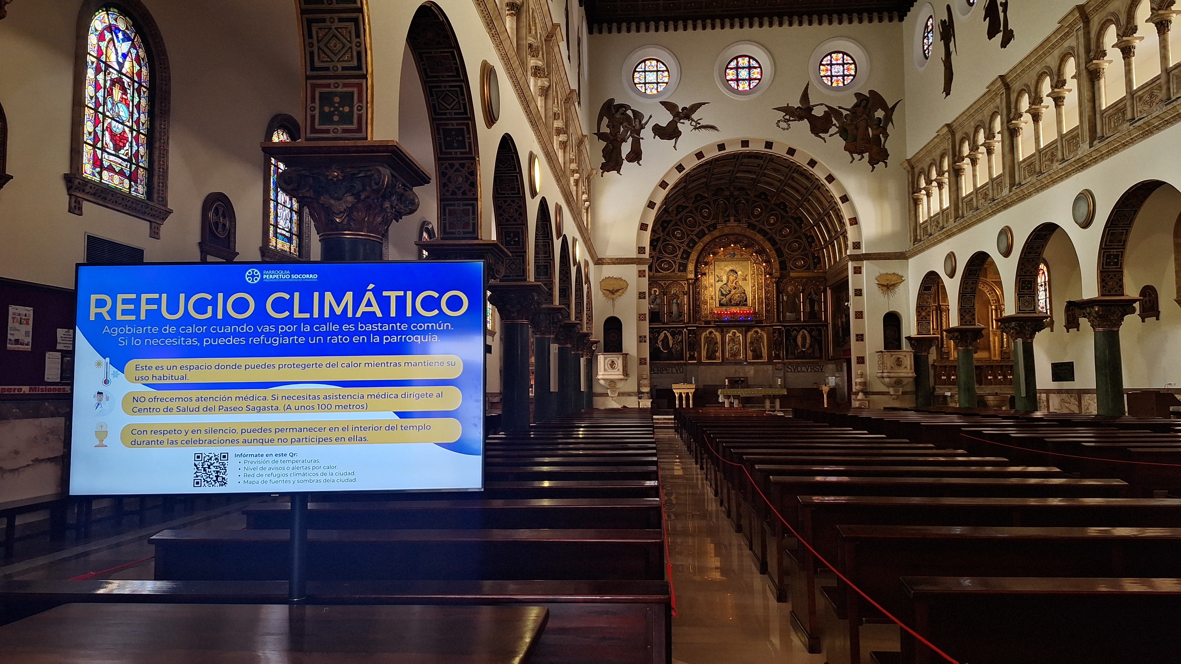 La iglesia de Zaragoza que abre sus puertas para resguardarse del calor La iglesia de Zaragoza que abre sus puertas para resguardarse del calor