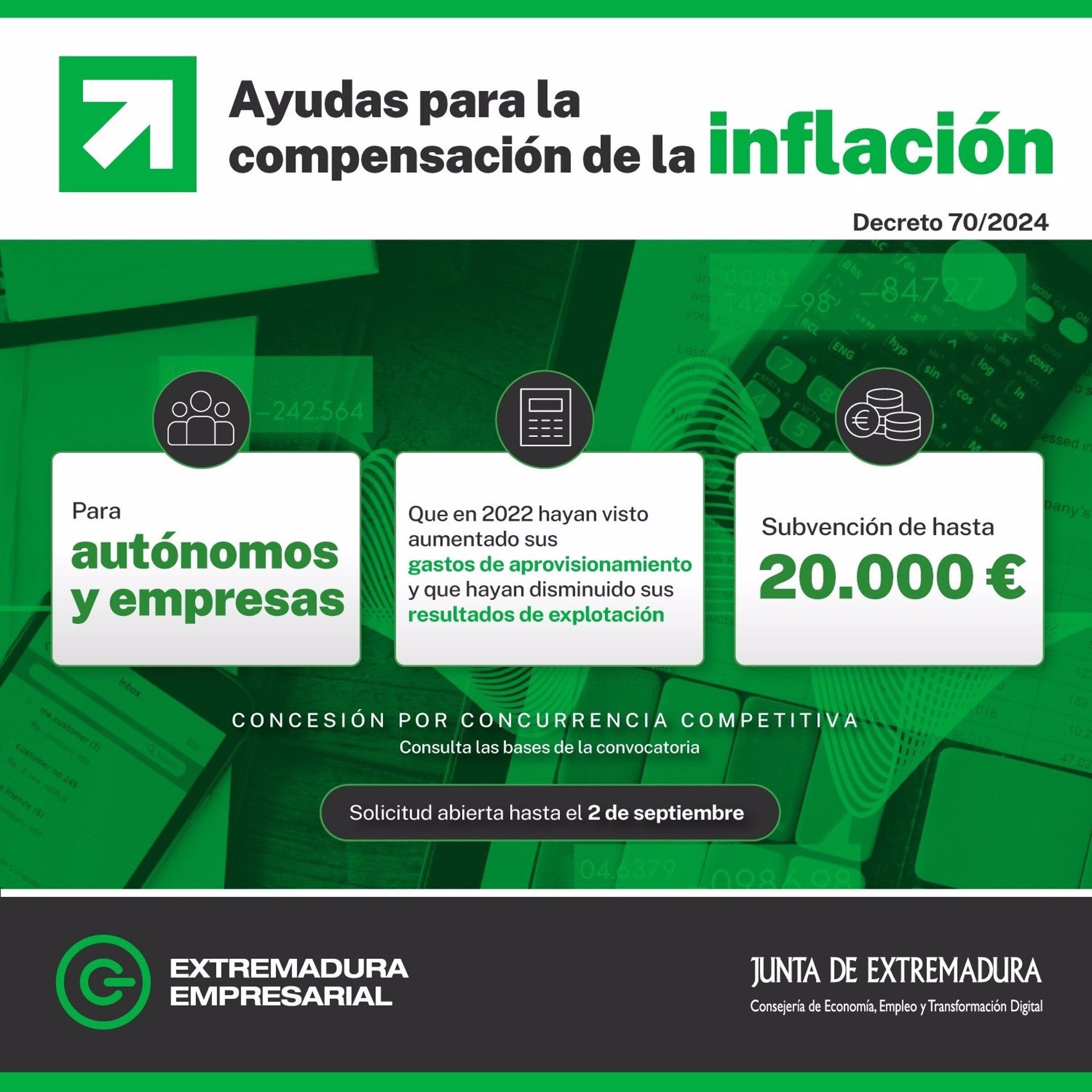 Las empresas y autónomos podrán solicitar hasta el 2 de septiembre las ayudas para compensar los efectos de la inflación Las empresas y autónomos podrán solicitar hasta el 2 de septiembre las ayudas para compensar los efectos de la inflación