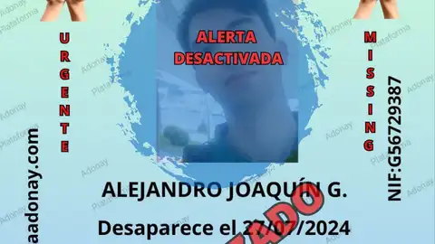 Cartel de alerta desactivada por desaparición Cartel de alerta desactivada por desaparición