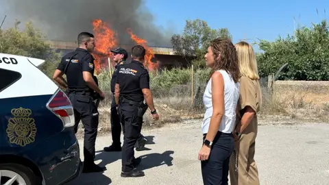 La alcaldesa de Almassora, María Tormo, supervisando las tareas de extinción del incendio La alcaldesa de Almassora, María Tormo, supervisando las tareas de extinción del incendio