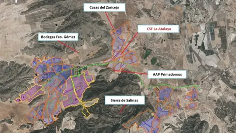 Área de Villena en la que se ha proyectado la planta solar que denuncia la asociación Salvatierra. Área de Villena en la que se ha proyectado la planta solar que denuncia la asociación Salvatierra.