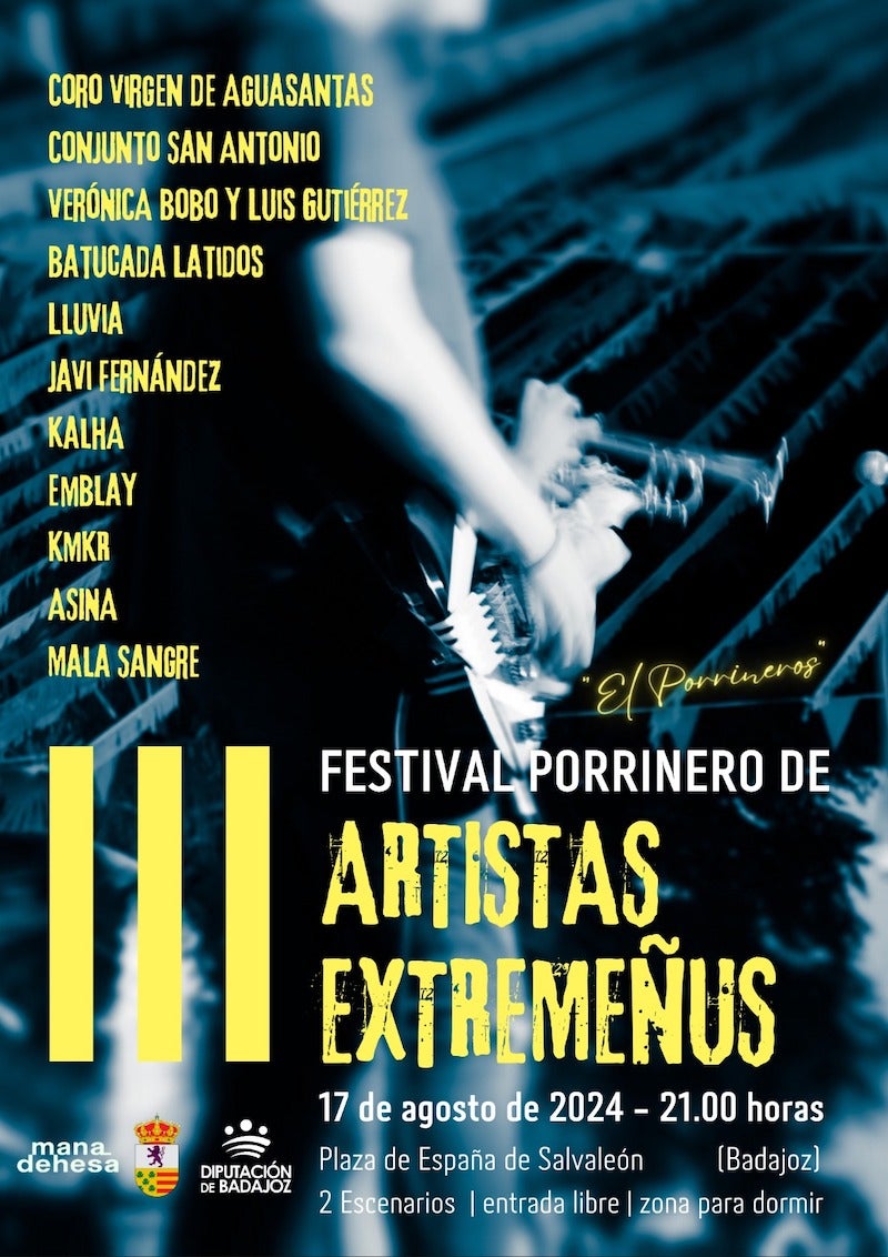 Más de 60 artistas se darán cita el 17 de agosto en el III Festival Porrinero de Artistas Extremeñus Más de 60 artistas se darán cita el 17 de agosto en el III Festival Porrinero de Artistas Extremeñus