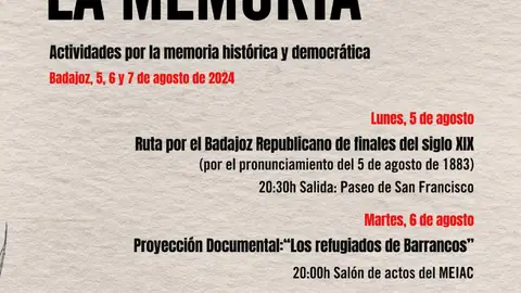 Dos rutas históricas en torno a la memoria histórica y democrática recorrerán desde este lunes y hasta el miércoles el centro de Badajoz Dos rutas históricas en torno a la memoria histórica y democrática recorrerán desde este lunes y hasta el miércoles el centro de Badajoz