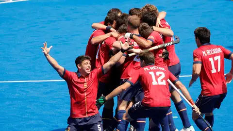 Jugadores de la selección española celebran su victoria tras el partido de cuartos de final entre Bélgica y España. Jugadores de la selección española celebran su victoria tras el partido de cuartos de final entre Bélgica y España.