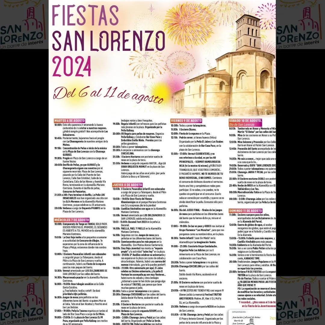San Lorenzo descuenta las horas para iniciar sus fiestas con el pregón de esta tarde San Lorenzo descuenta las horas para iniciar sus fiestas con el pregón de esta tarde
