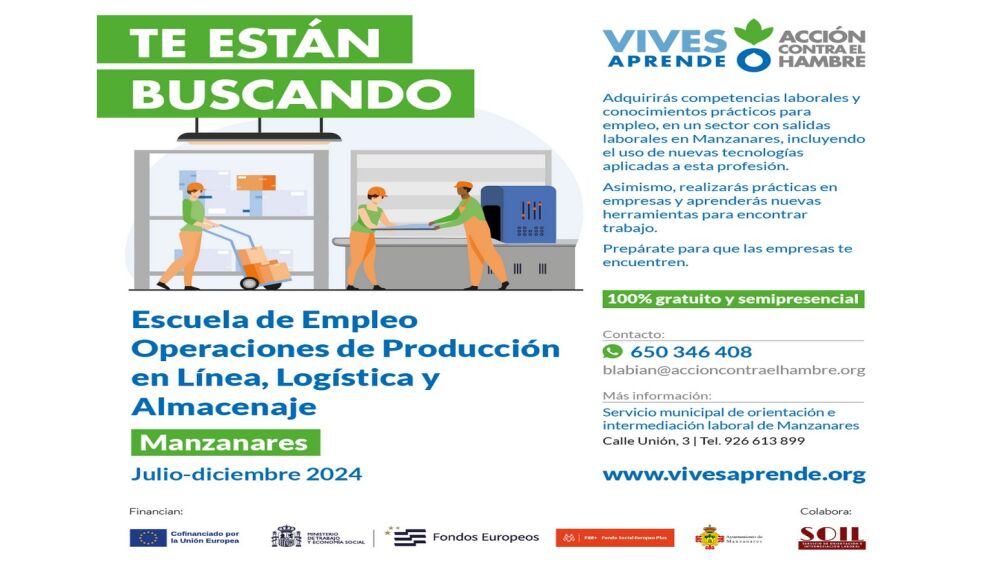 Eescuela de empleo de operaciones de producción en línea, logística y almacenaje, impulsado por Acción Contra el Hambre