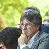 Carles Puigdemont en el acto de Junts en Francia