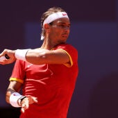 Rafa Nadal durante un partido en los JJOO de París