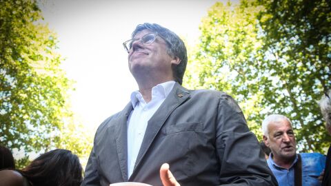 Carles Puigdemont, durante el acto de celebraci&oacute;n del cuarto aniversario de la fundaci&oacute;n de Junts.