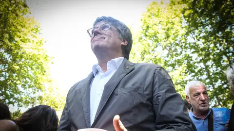Carles Puigdemont, durante el acto de celebración del cuarto aniversario de la fundación de Junts. Carles Puigdemont, durante el acto de celebración del cuarto aniversario de la fundación de Junts.