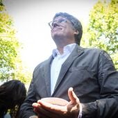 Carles Puigdemont, durante el acto de celebración del cuarto aniversario de la fundación de Junts.