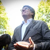 Carles Puigdemont, durante el acto de celebración del cuarto aniversario de la fundación de Junts. Carles Puigdemont, durante el acto de celebración del cuarto aniversario de la fundación de Junts.