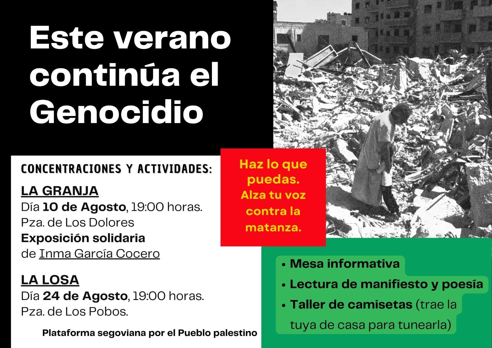 Actividades en La Granja este fin de semana de la Plataforma por el Pueblo Palestino Actividades en La Granja este fin de semana de la Plataforma por el Pueblo Palestino