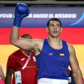 Ayoub Ghadfa tras el triunfo en boxeo Ayoub Ghadfa tras el triunfo en boxeo