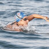 María de Valdés compitiendo en natación