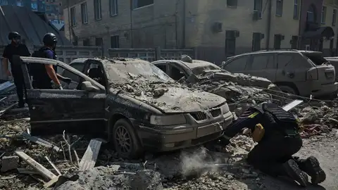Imagen de archivo de un ataque ruso en Kharkiv, en Ucrania Imagen de archivo de un ataque ruso en Kharkiv, en Ucrania