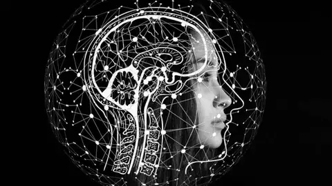 Ilustración del cerebro combinado con notas musicales Ilustración del cerebro combinado con notas musicales