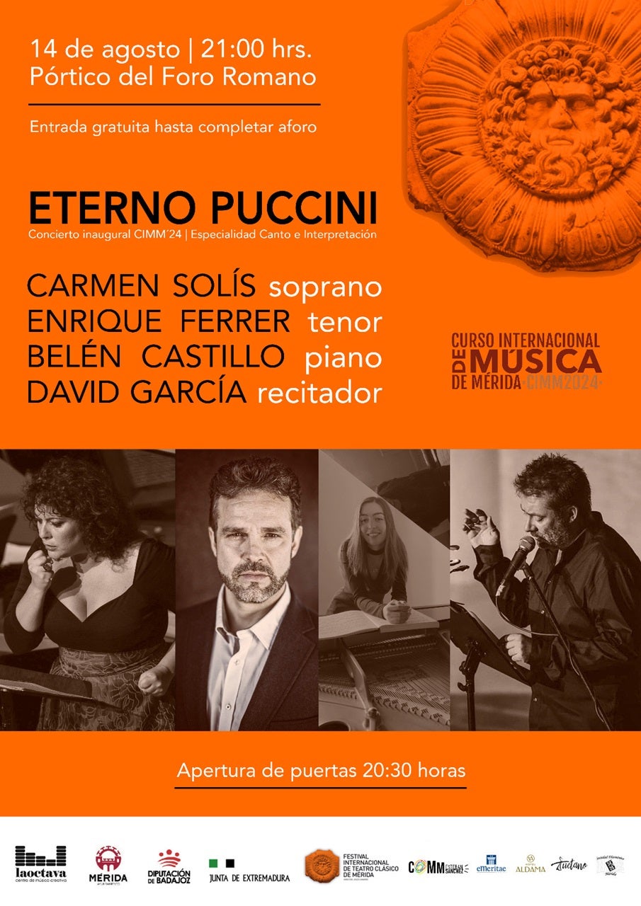 Un concierto de Puccini abrirá el Curso Internacional de Música de Mérida el miércoles 14 de agosto Un concierto de Puccini abrirá el Curso Internacional de Música de Mérida el miércoles 14 de agosto