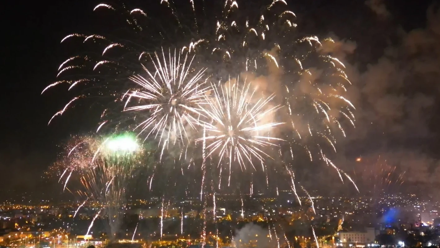 Palmeras de fuegos artificiales en la Nit de l'Alb&agrave; de Elche de 2024.