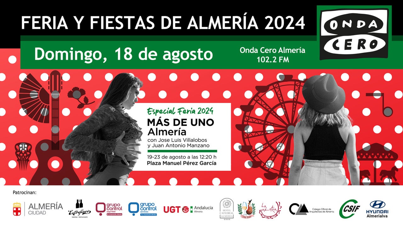 Feria de Almería 2024: los conciertos y actividades que no te puedes perder del domingo 18 Feria de Almería 2024: los conciertos y actividades que no te puedes perder del domingo 18