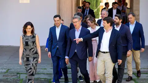 Imagen de archivo del presidente del PP, Alberto Núñez Feijóo (c), junto a los presidentes autonómicos del partido. Imagen de archivo del presidente del PP, Alberto Núñez Feijóo (c), junto a los presidentes autonómicos del partido.