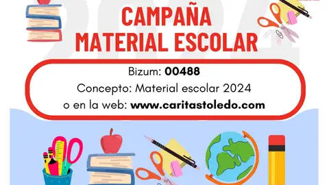 Caritas Toledo recoge material escolar para ayudar a las familias con pocos recursos Caritas Toledo recoge material escolar para ayudar a las familias con pocos recursos