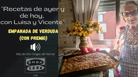 Luisa con su empanada de verdura Luisa con su empanada de verdura