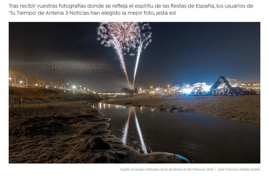 Una imagen de Mil Palmeras gana el concurso de Antena 3 'Mejor foto de fiesta de pueblo de España' Una imagen de Mil Palmeras gana el concurso de Antena 3 'Mejor foto de fiesta de pueblo de España'