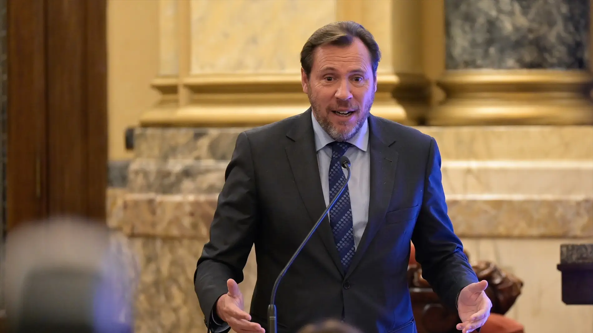 Imagen de archivo. El ministro de Transportes y Movilidad Sostenible, Óscar Puente, durante la presentación del Plan Director del Corredor Atlántico en A Coruña. Imagen de archivo. El ministro de Transportes y Movilidad Sostenible, Óscar Puente, durante la presentación del Plan Director del Corredor Atlántico en A Coruña.