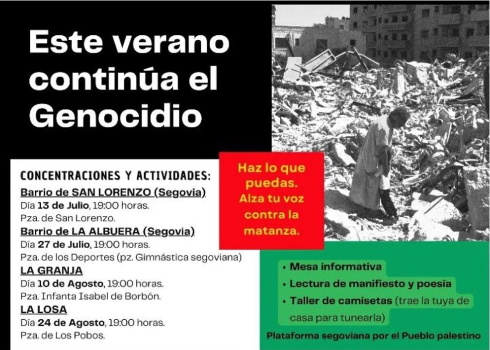 La Losa acoge mañana el último acto del verano de la Plataforma en Defensa del Pueblo Palestino La Losa acoge mañana el último acto del verano de la Plataforma en Defensa del Pueblo Palestino