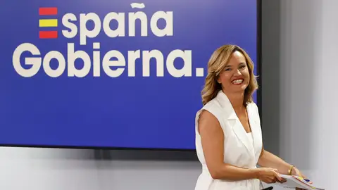 La portavoz y ministra de Educación, Formación Profesional y Deportes, Pilar Alegría, durante la rueda de prensa posterior a la reunión del Consejo de Ministros, este martes en Moncloa. EFE/Chema Moya La portavoz y ministra de Educación, Formación Profesional y Deportes, Pilar Alegría, durante la rueda de prensa posterior a la reunión del Consejo de Ministros, este martes en Moncloa. EFE/Chema Moya