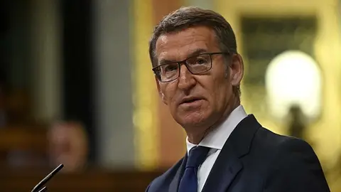 El presidente del Partido Popular (PP), Alberto Núñez Feijoo, pronuncia un discurso ante el Congreso de los Diputados, en Madrid. El presidente del Partido Popular (PP), Alberto Núñez Feijoo, pronuncia un discurso ante el Congreso de los Diputados, en Madrid.