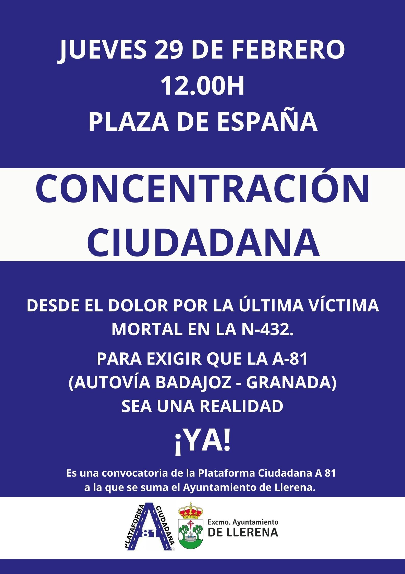 La Plataforma A-81 demanda en Azuaga la conversión de la N-432 y recuerda a la última víctima La Plataforma A-81 demanda en Azuaga la conversión de la N-432 y recuerda a la última víctima