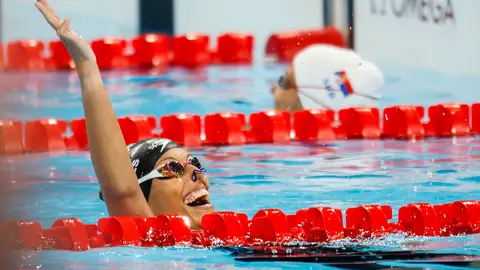 La nadadora española Teresa Perales tras la final de 50 metros espalda S2 Femenino de los Juegos Paralímpicos París 2024 La nadadora española Teresa Perales tras la final de 50 metros espalda S2 Femenino de los Juegos Paralímpicos París 2024